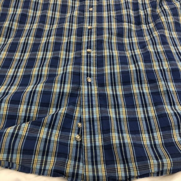 Hunt Club Size Large XL Cotton Plaid Button Up Shirt Short Sleeve Collared - Picture 2 of 9